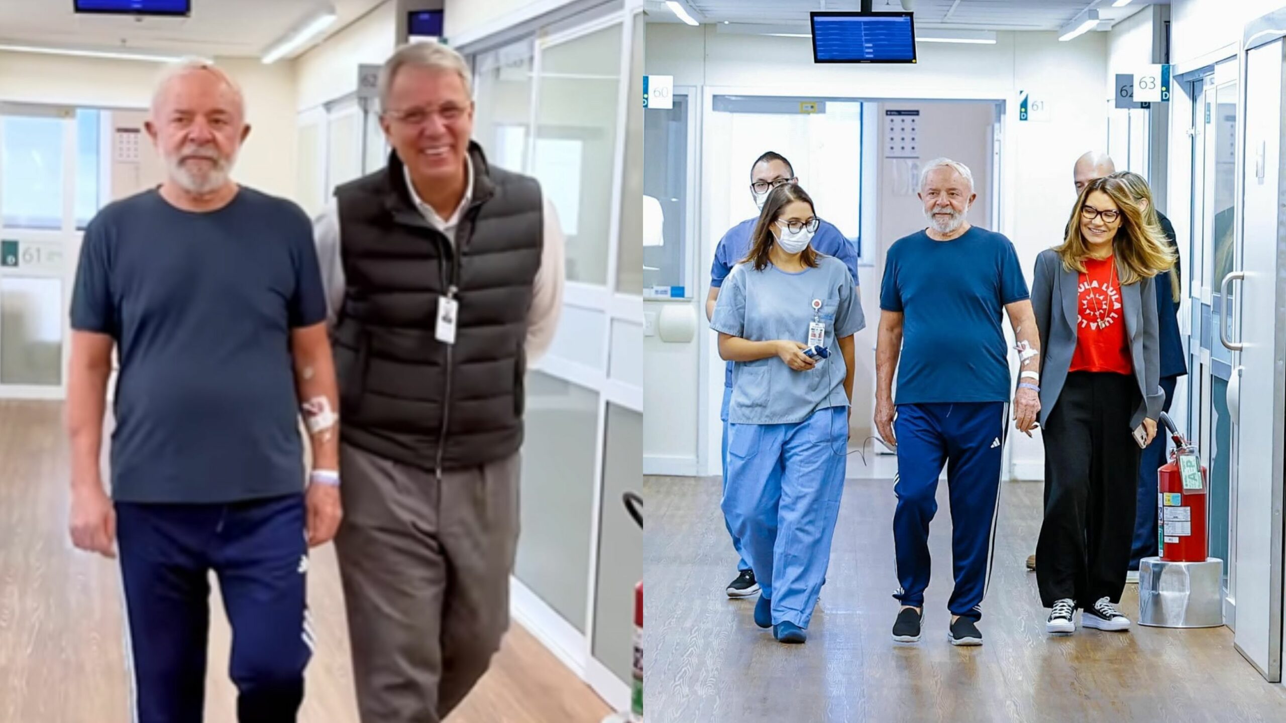 VÍDEO: Lula aparece caminhando no hospital após semana de procedimentos cirúrgicos | Foto: Redes Sociais