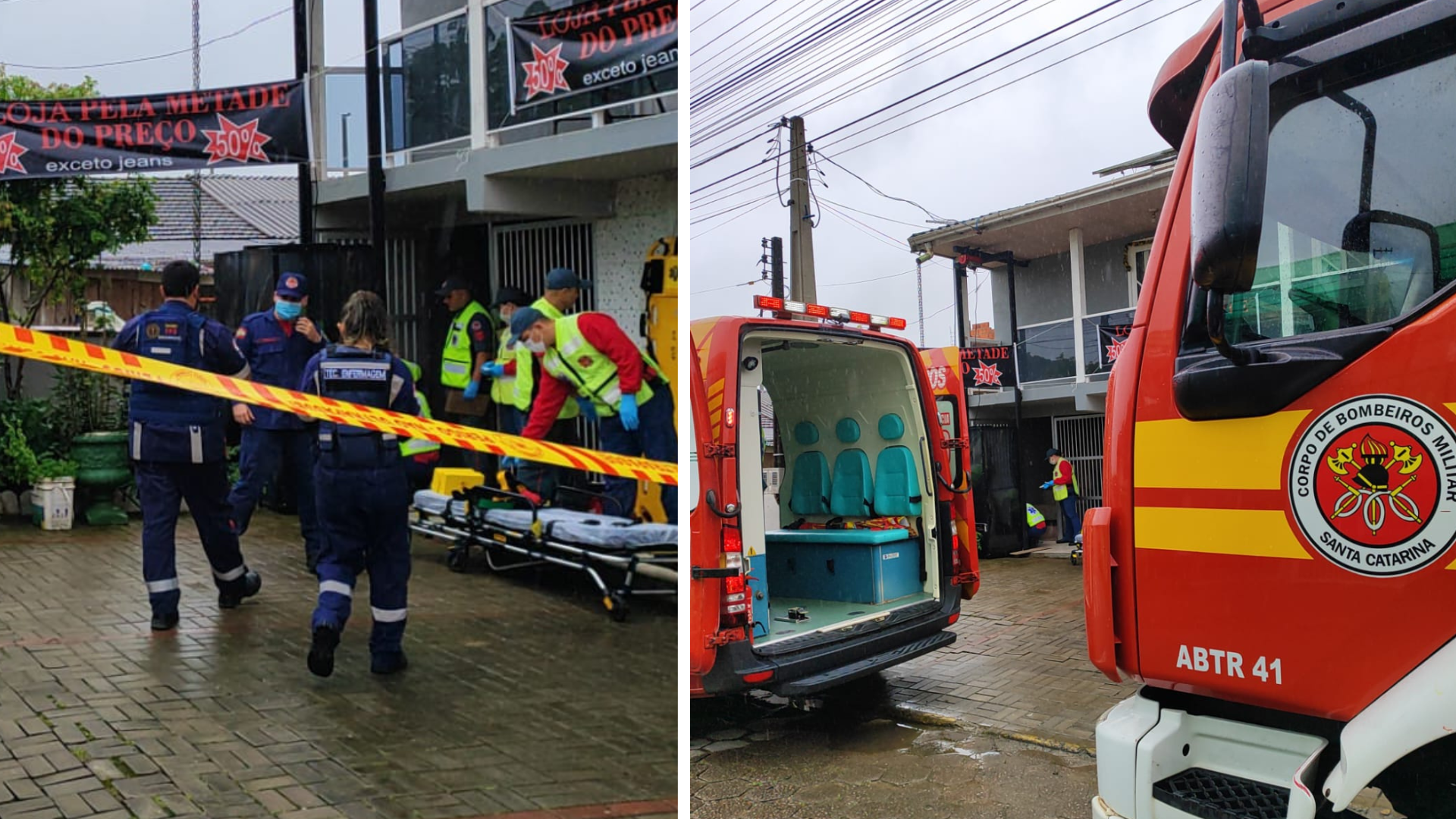 Queda de elevador em Gaspar amputa dedos de mulher. – Foto: CBMSC/Reprodução