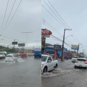 Chuva causa alagamentos na SC-405, em Florianópolis | Foto: Reprodução/Redes Sociais 