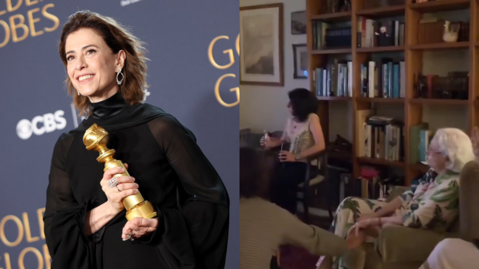 Fernanda Montenegro vibra ao ver a filha, Fernanda Torres, receber o Globo de Ouro