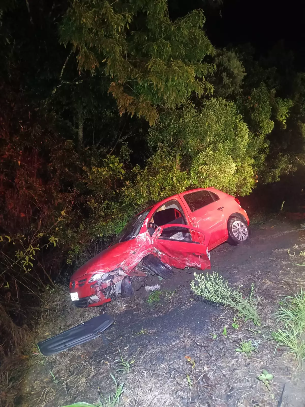 Carro cai em barranco e motorista fica ferido em acidente na BR-470