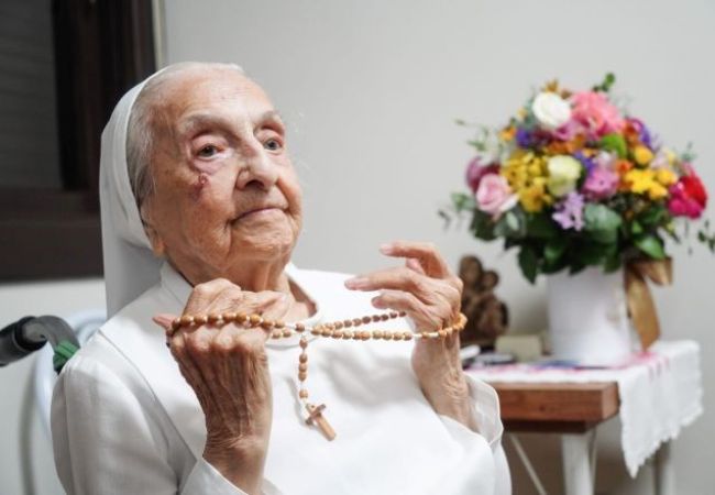 Freira Inah, gaúcha de 116 anos. Foto: Divulgação/Carlos Macedo.