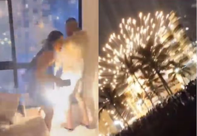 Mulher sofre queimaduras graves após prédio ser atingido por fogos de artifício em SC