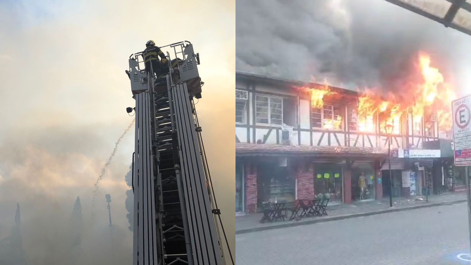 Imagens mostram a dimensão do grande incêndio em lojas de Blumenau | Foto: Marcos Fernandes/Redes sociais