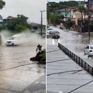 VÍDEOS cidade de SC registra alagamentos após 135 mm de chuva em poucas horas 