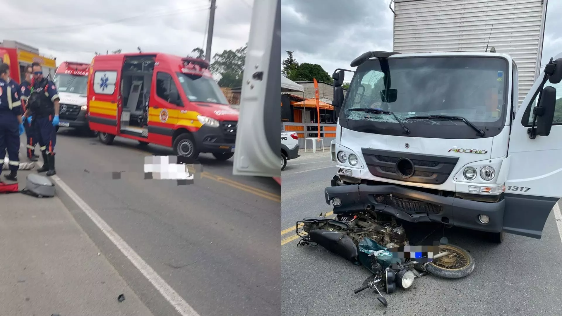 Identificadas vítimas fatais de grave acidente entre moto e caminhão em Blumenau