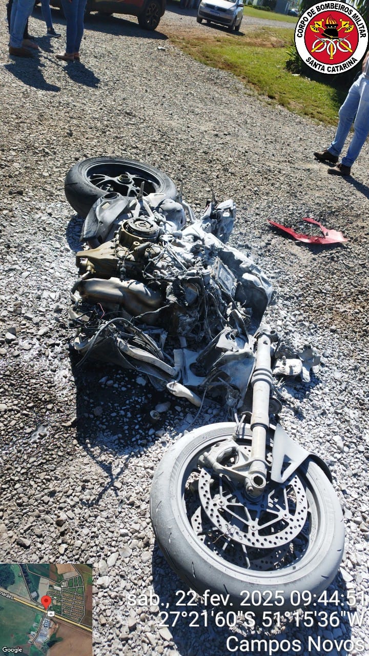 Motociclista morre em acidente na BR 282 em Campos Novos | Foto: 2º BBM