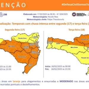 Defesa Civil faz alerta para temporais na Serra Catarinense | Foto: Defesa Civil SC
