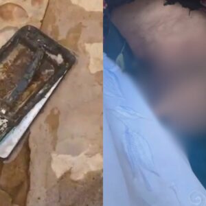 VÍDEO: celular pega fogo, explode e gruda no corpo de mulher | Foto: Redes sociais
