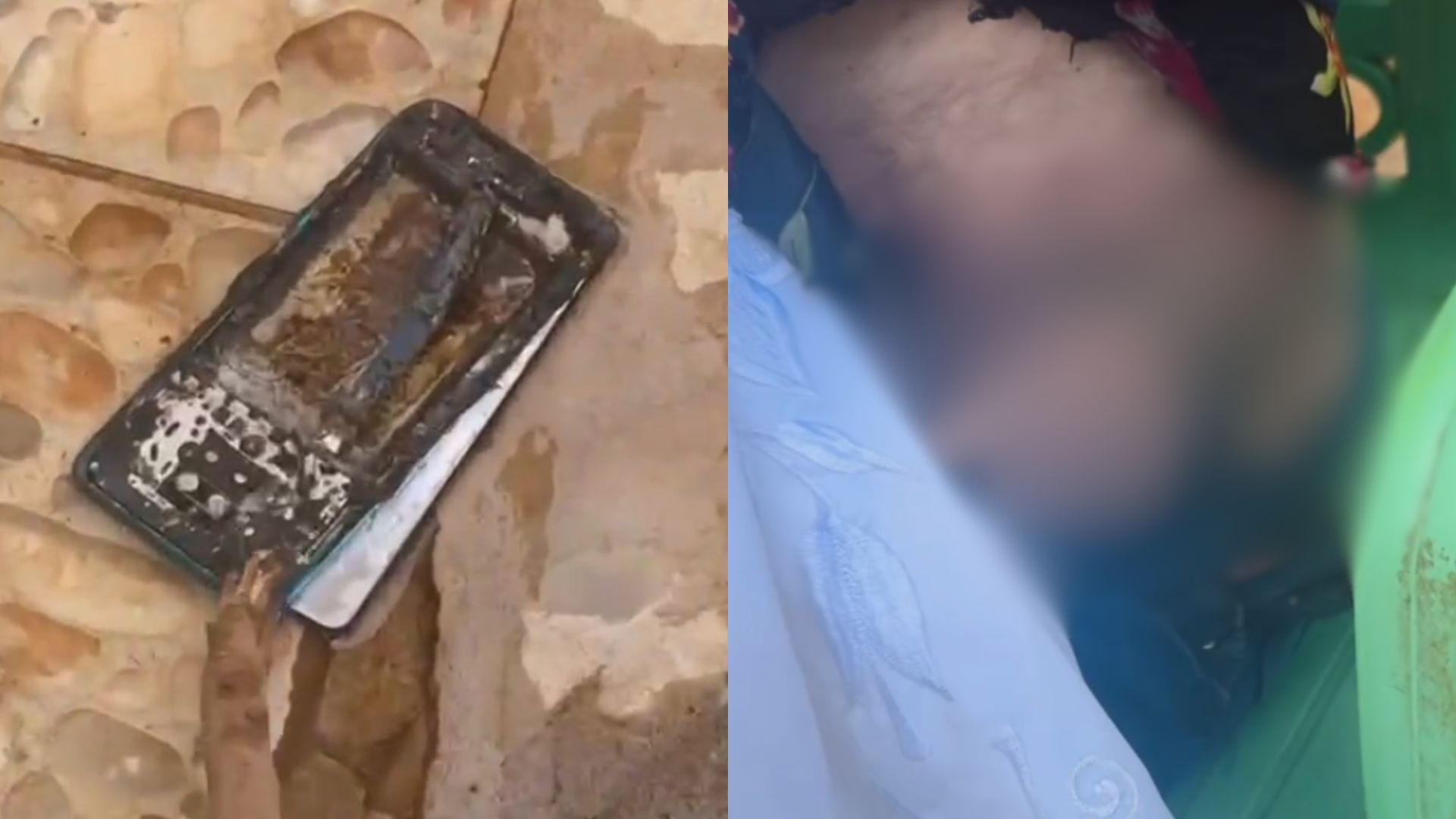 VÍDEO: celular pega fogo, explode e gruda no corpo de mulher | Foto: Redes sociais