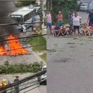 Fogo e barricada: moradores protestam contra falta de energia em Florianópolis | Foto: Cedidas ao SCC10