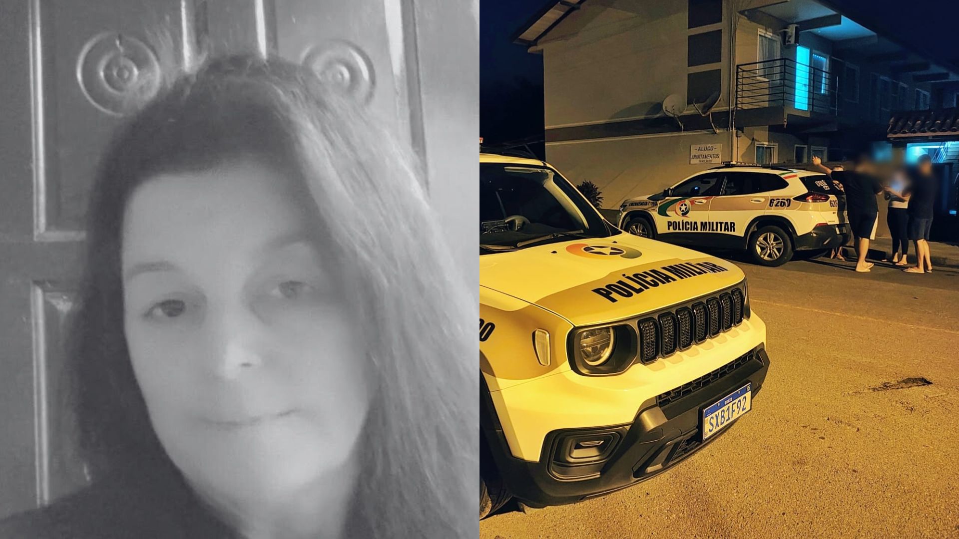 Mulher morta em confronto com a PM em Jaraguá do Sul é identificada | Foto 01: Redes sociais / Foto 02: Fábio Junkes/OCP News