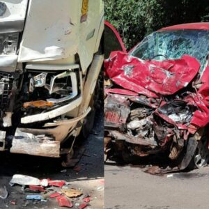 Acidente violento entre carro e carreta mata mulher em SC | Foto: Atual FM