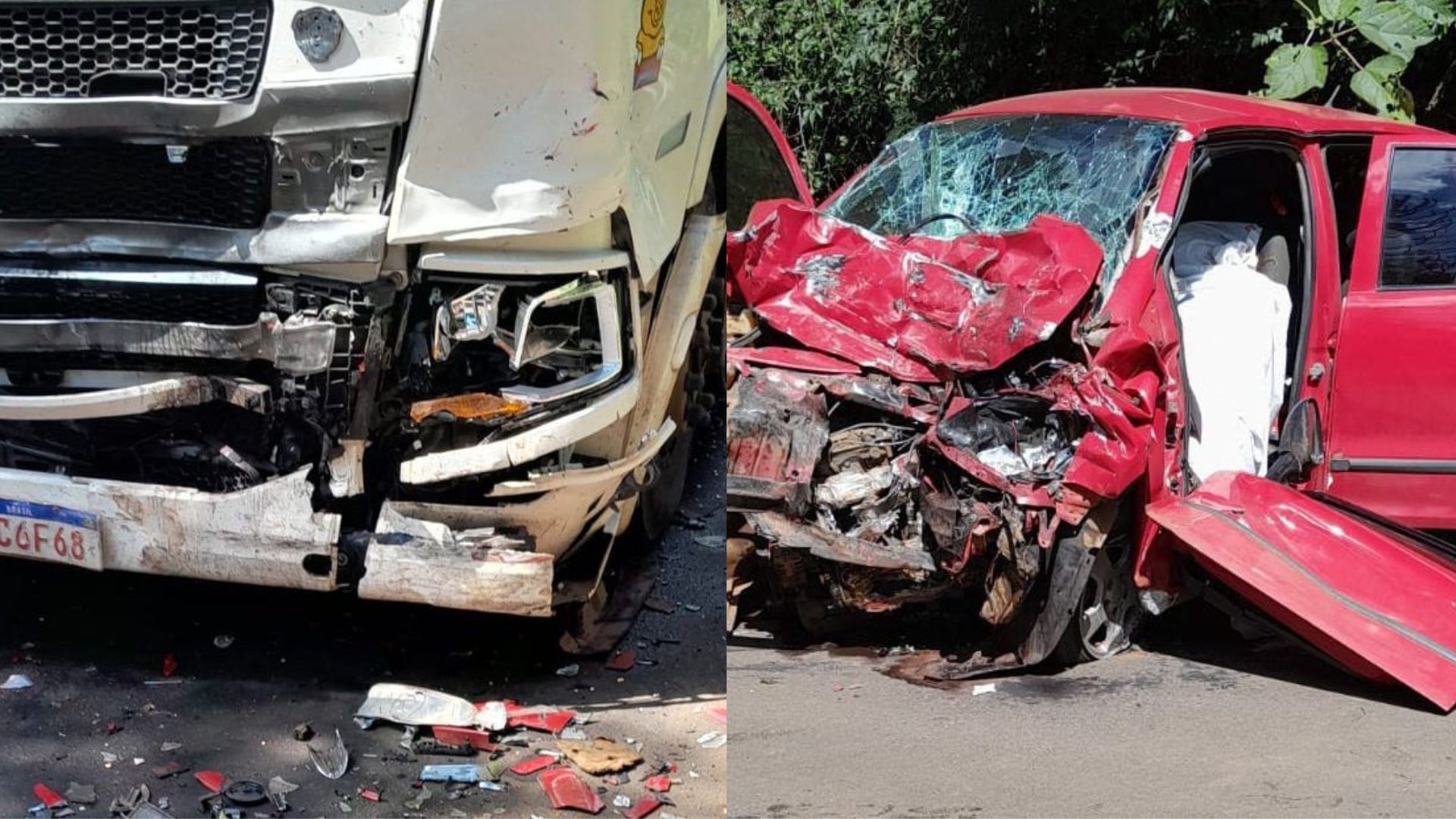 Acidente violento entre carro e carreta mata mulher em SC | Foto: Atual FM