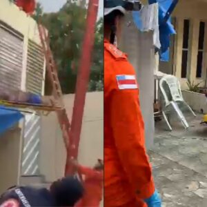 VÍDEO: corpo de idoso 'despenca' de telhado durante resgate | Foto: Redes sociais