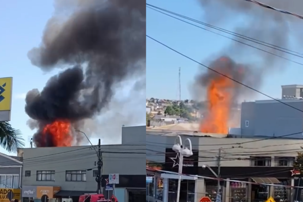 incêndio atinge livraria e assusta moradores em Canoinhas