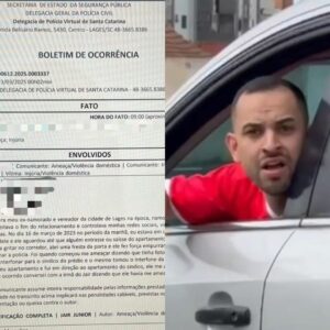 Mais uma ex-namorada denuncia Jair Júnior por ameaça e perseguição | Foto 01: Boletim de Ocorrência | Foto 02: Reprodução Redes Sociais
