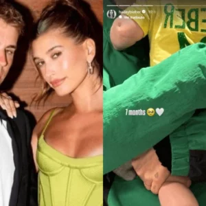 Hailey Bieber mostra filho com Justin Bieber vestindo camisa do Brasil | Foto: Reprodução/Redes Sociais, via SBT News