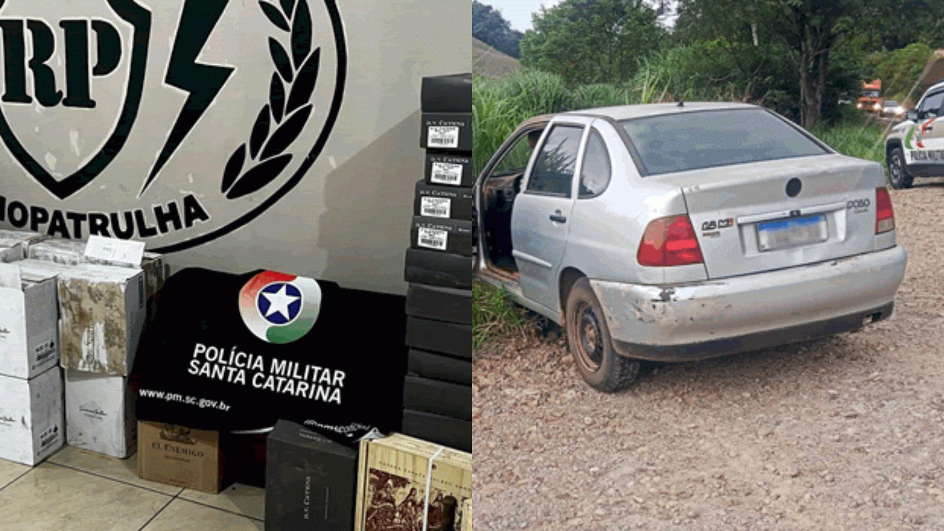 Polícia apreende 350 garrafas de vinho argentino contrabandeado na BR-282 | Imagem: reprodução/ Polícia Civil