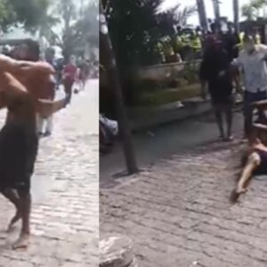 Homens em situação de rua trocam socos no centro de Florianópolis | Imagem: reprodução | Bruno Souza