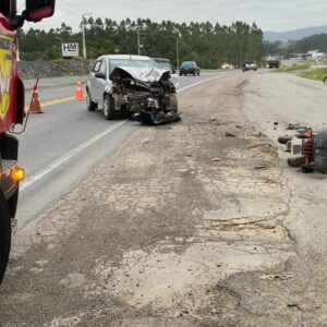 Batida violenta deixa motociclista morto em rodovia de SC | Foto: CBVI/Reprodução