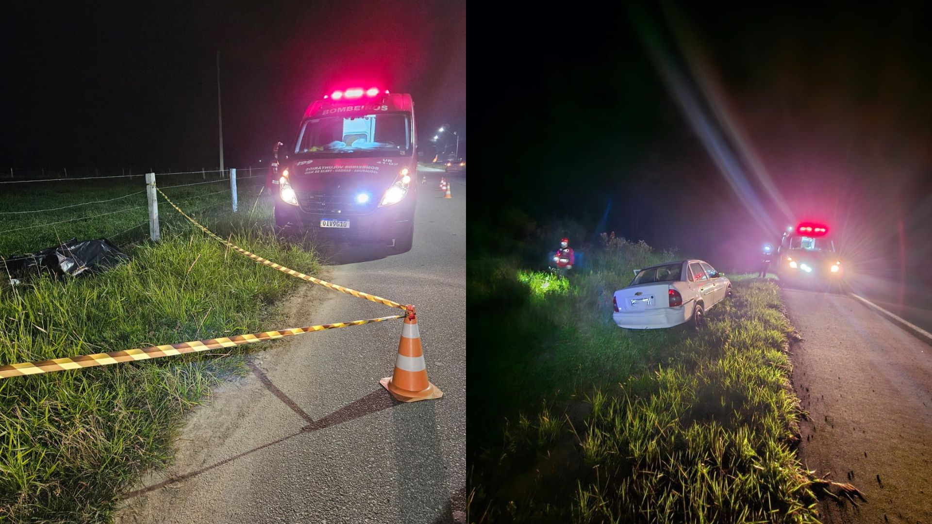Jovem é encontrado morto ‘pendurado’ em cerca de arame em SC | Foto: Bombeiros Voluntários de Jaguaruna/Reprodução
