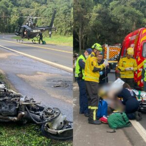 Queda de moto na BR-282 deixa motociclista gravemente ferido | Foto: SAERFron.