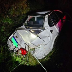 O condutor do carro não sofreu ferimentos | Imagem: Corpo de Bombeiros/Reprodução