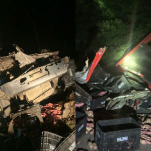 Colisão Frontal entre caminhões na BR-116 deixa dois mortos em Ponte Alta| Foto: 5BBM