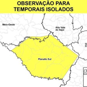 Defesa Civil alerta para risco de temporais com rajadas de vento em Lages e região| Foto: Defesa Civil SC