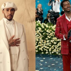 F1: Hamilton e anúncio de filme agitam noite do Met Gala 2025 | Montagem/ Redes Sociais