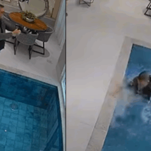 Fotógrafo cai em piscina enquanto filmava apartamento | Foto: Reprodução/Redes Sociais (Jean Guilherme) 