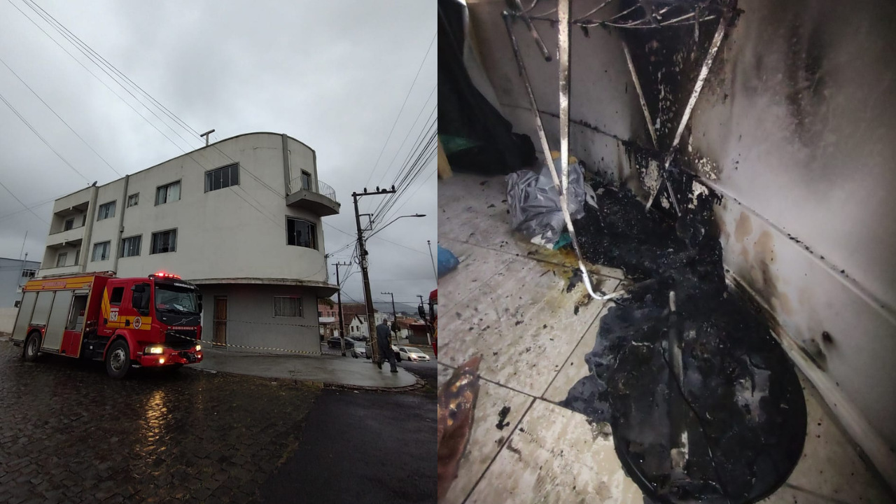 Incêndio em apartamento mobiliza bombeiros em Lages| foto: 5 BBM