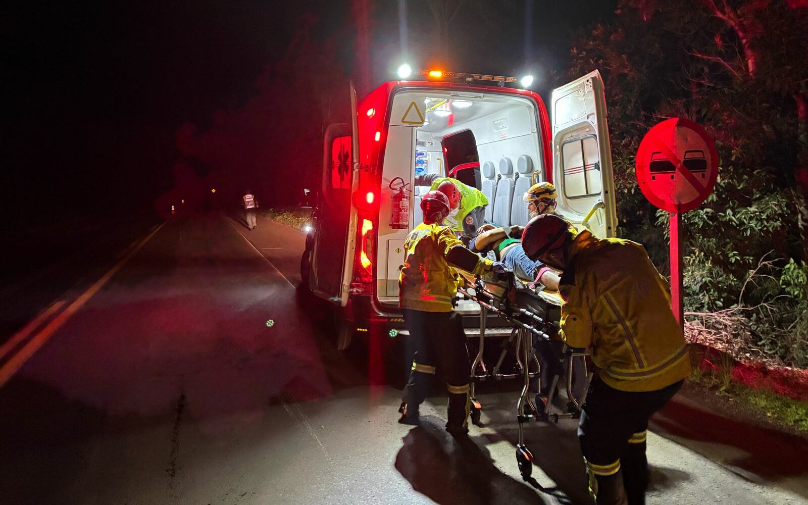 O acidente ocorreu  próximo à Linha Secchi, em Cunha Porã | Imagem: Corpo de Bombeiros/Reprodução
