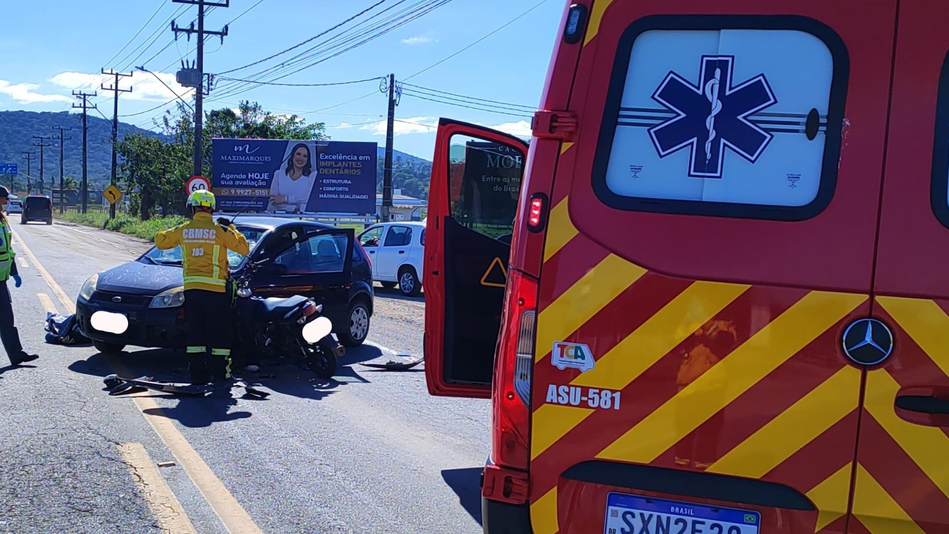 Motociclista de 65 anos morre em grave acidente em SC | Foto: CBMSC.