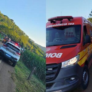 Motociclista morre após colisão frontal com caminhonete no Oeste catarinense | Foto: CBMSC.