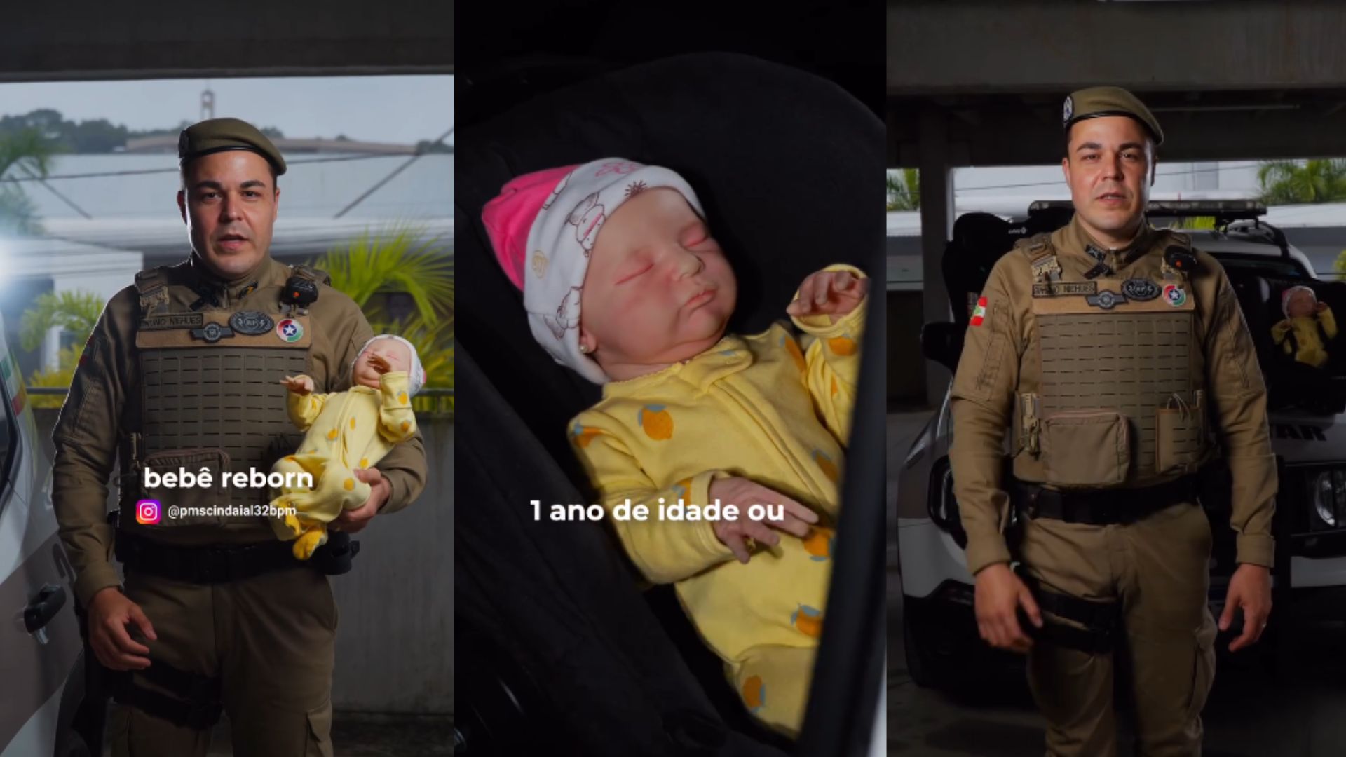VÍDEO: policial catarinense ‘ensina’ como transportar bebê reborn no carro | Foto: Polícia Militar/Reprodução