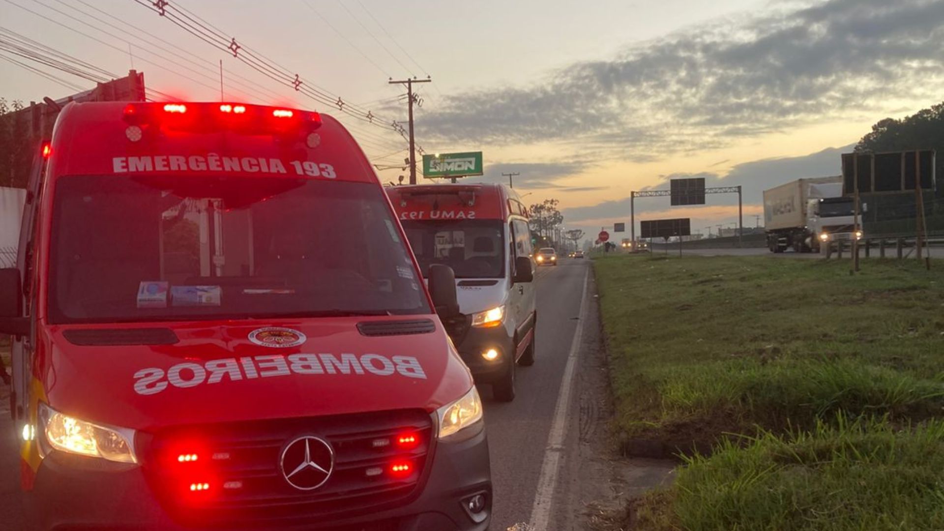Acidente deixa motociclista morto na BR-101 em SC | Foto: CBMSC/Reprodução