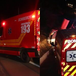 Capotamento após colisão deixa quatro feridos leves na BR-282 | Imagem: corpo de bombeiros