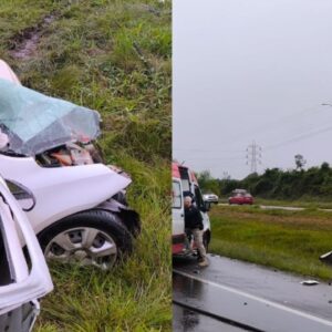 Motorista morre após colisão entre carro e caminhão na BR-282 | Imagem: corpo de bombeiros