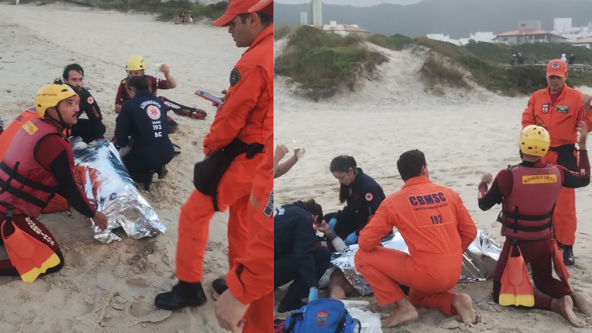 Homem é resgatado do mar após cair durante trilha em Florianópolis | Imagem: corpo de bombeiros