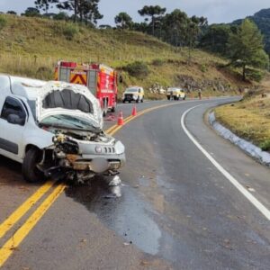Acidente na SC-114 deixa jovem ferido em São Joaquim| Foto: PMRv Serra