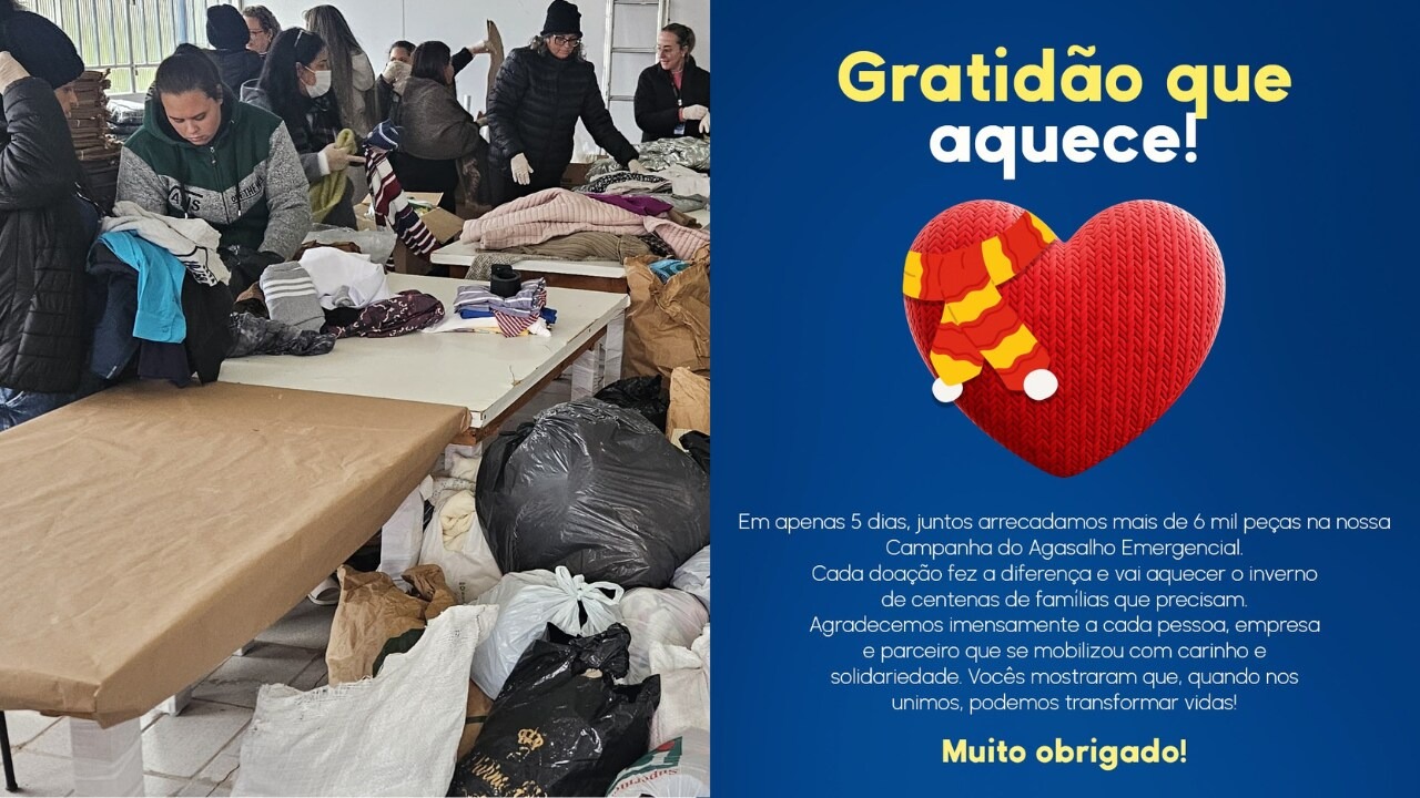 Campanha do agasalho emergencial arrecada mais de 6 mil peças em Lages| Foto: Rádio Clube de Lages/ Grupo SCC