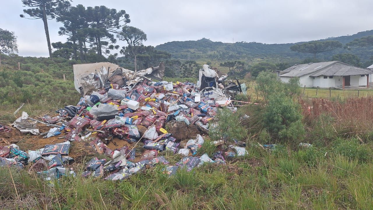 Capotamento na Serra Catarinense deixa um morto/Foto: Polícia Militar Rodoviária/Reprodução