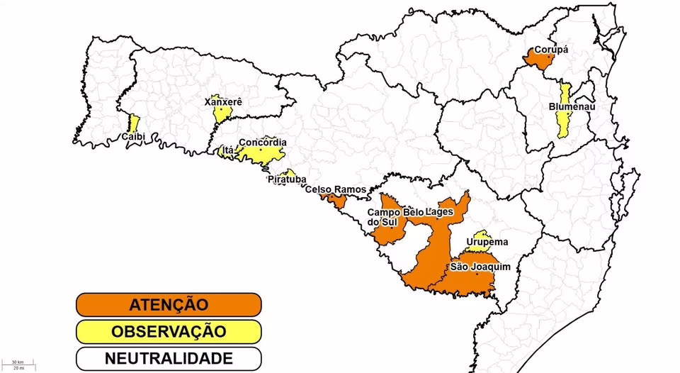 Municípios com risco aumentado de deslizamento | Foto: Defesa Civil