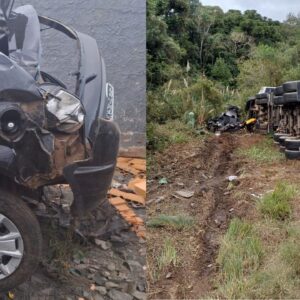 Colisão frontal na BR-470 em Curitibanos deixa uma vítima fatal | Foto: PRF Lages