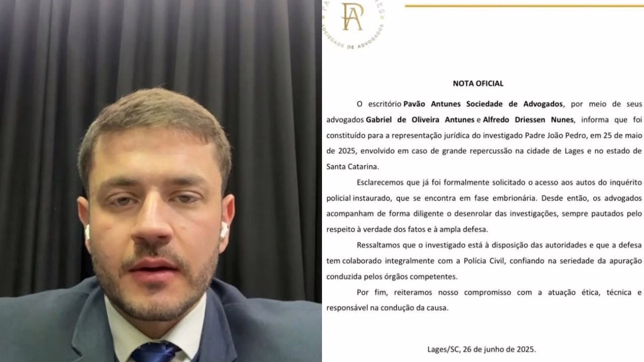 Defesa de padre investigado por abuso sexual em Lages se pronuncia | Foto: divulgação advocacia Pavão Antunes