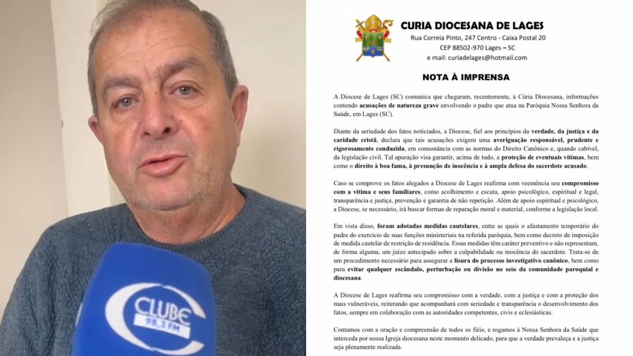 Diocese de Lages inicia investigação canônica contra padre acusado de abuso sexual | Foto: Amarildo Volpato/divulgação Cúria Diocesana de Lages