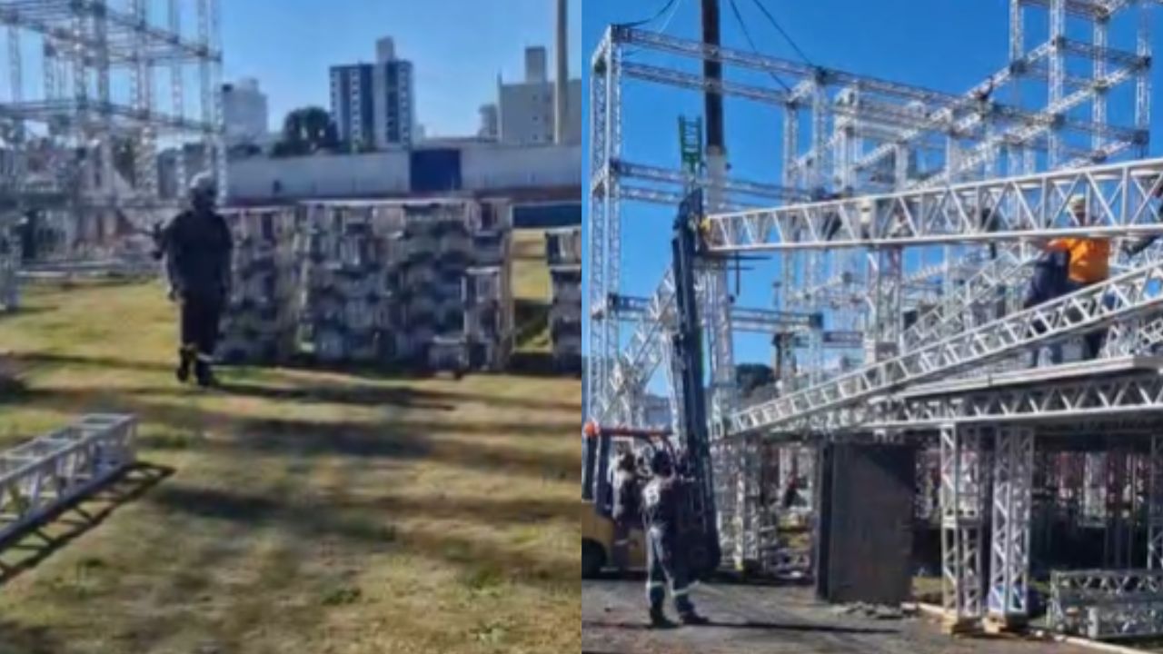 Estádio Municipal de Lages se transforma para shows nacionais da Festa do Pinhão | Foto: Amarildo Volpato / Rádio Clube de Lages