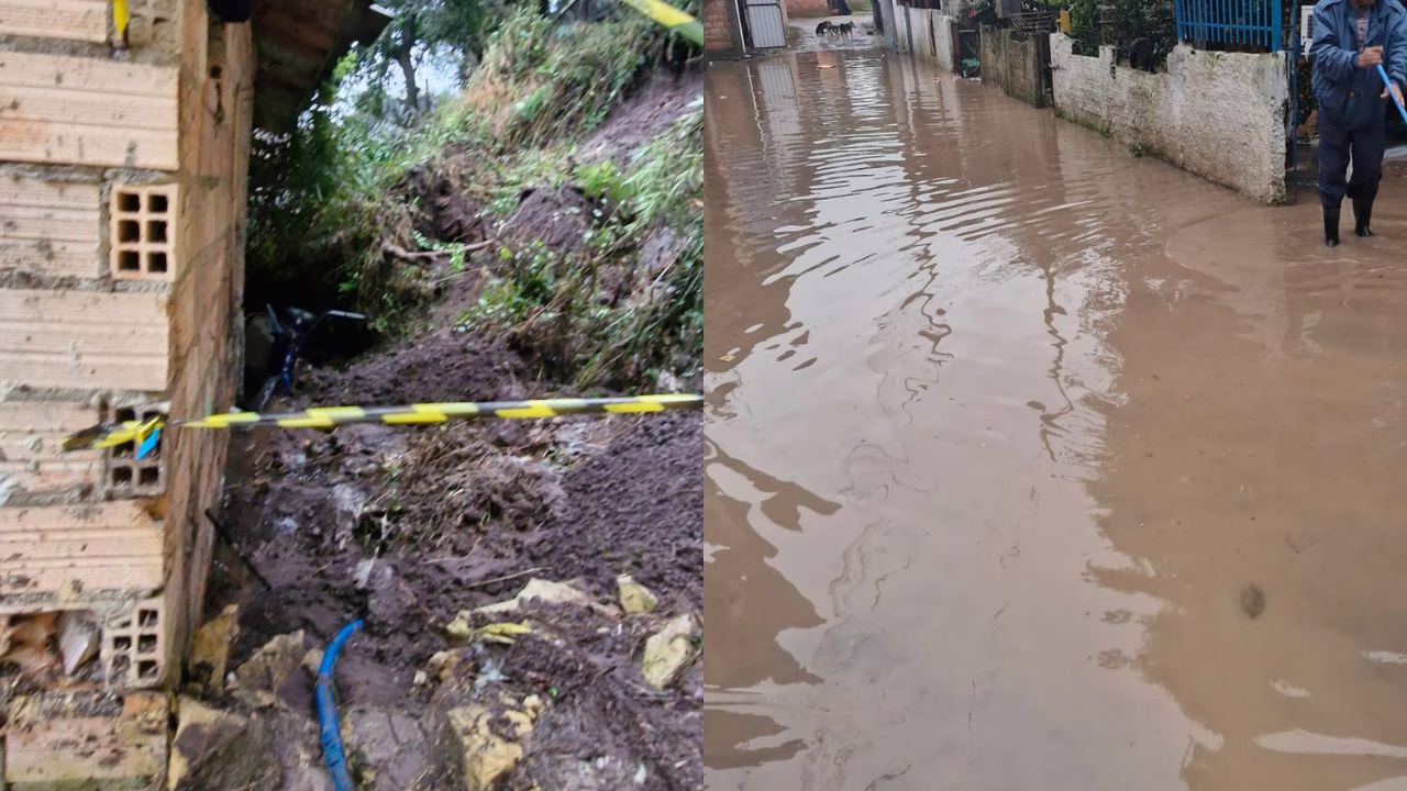 Fortes chuvas causam deslizamento e alagamentos em Lages | Foto: Amarildo Volpato/Rádio Clube de Lages